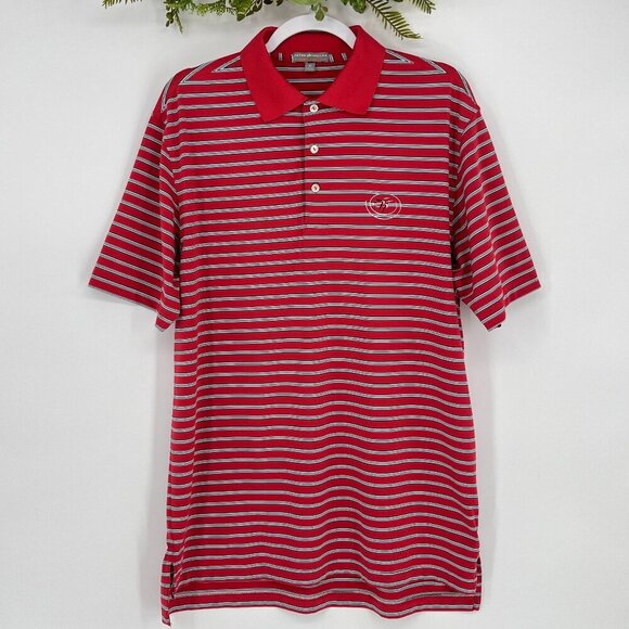 Peter Millar Southern Comfort Polo Mens Size Medium Striped Golf Humming Bird - Picture 1 of 11